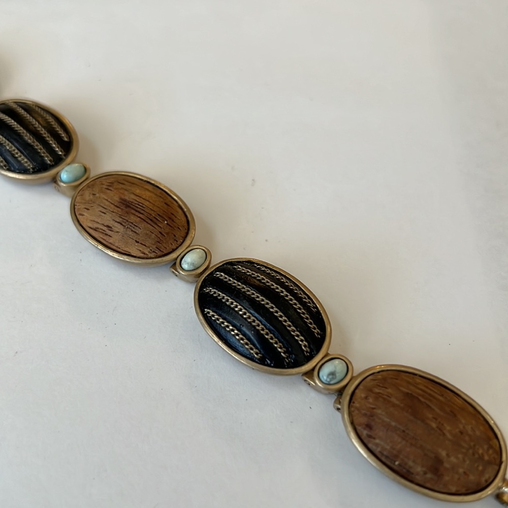 Kenneth Cole Gold and Wooden Brown Bracelet